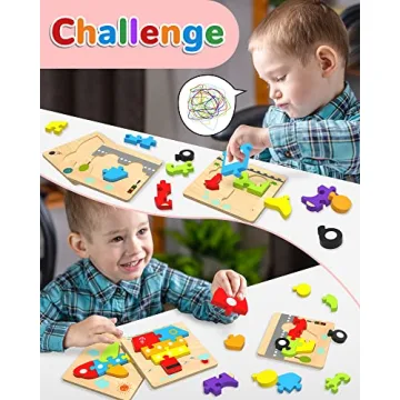 Yetonamr Wooden Toddler Puzzles - 6 Educational Vehicle Toys
