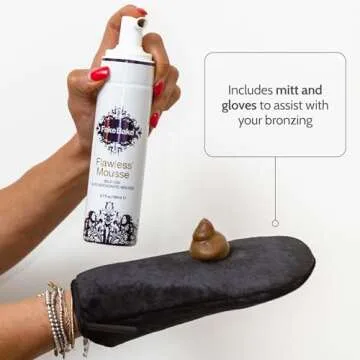 Fake Bake Flawless Self Tanning Mousse Streak-Free, Long-Lasting Natural Glow For All Skin Tones Women & Men - Sunless Tanner Includes Mitt For Easy Application, Black Coconut Scent - 6.7 oz