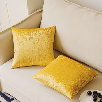 NiNi ALL Decorative Throw Pillow Covers Pack of 2, Velvet Throw Pillow Cases for Couch Pillows Cover Bedroom Living Room Outdoor Pillow Covers 20x20 Inch Gold