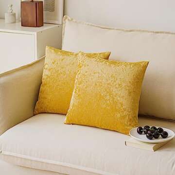 NiNi ALL Decorative Throw Pillow Covers Pack of 2, Velvet Throw Pillow Cases for Couch Pillows Cover Bedroom Living Room Outdoor Pillow Covers 20x20 Inch Gold