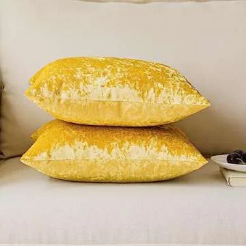 NiNi ALL Decorative Throw Pillow Covers Pack of 2, Velvet Throw Pillow Cases for Couch Pillows Cover Bedroom Living Room Outdoor Pillow Covers 20x20 Inch Gold