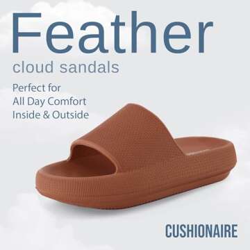CUSHIONAIRE Feather Slides – Comfortable Cloud Cushion House Slippers for Women, Indoor Outdoor EV...