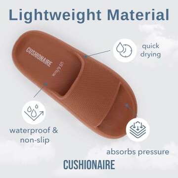 CUSHIONAIRE Feather Slides – Comfortable Cloud Cushion House Slippers for Women, Indoor Outdoor EVA Foam Foot Spa Shower Shoes, Non-Slip Arch Support, ORANGE 9