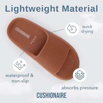 CUSHIONAIRE Feather Slides – Comfortable Cloud Cushion House Slippers for Women, Indoor Outdoor EVA Foam Foot Spa Shower Shoes, Non-Slip Arch Support, ORANGE 9