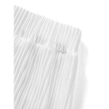 Vohawsa Womens 2 Piece Pants Outfits Pleated Casual Long Sleeve Button Down Shirts High Waist Long Pants Wide Leg Pants Sets (White , M )