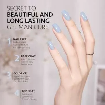 GAOY Pastel Blue Gel Nail Polish, 16ml Soak Off Gel Polish, UV Light Cure for Nail Art DIY Manicure at Home, 1996 Morning Mist
