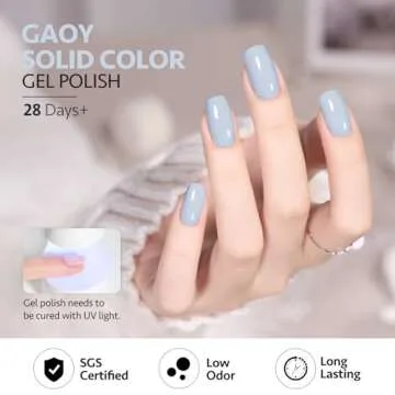 GAOY Pastel Blue Gel Nail Polish, 16ml Soak Off Gel Polish, UV Light Cure for Nail Art DIY Manicure at Home, 1996 Morning Mist