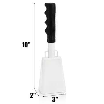 Peohud 6 Pack Cowbell with Handle, 10 Inch Cow Bell for Sporting Events, Loud Cheering Bell Percussi...