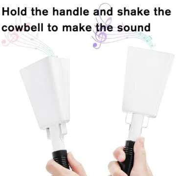 Peohud 6 Pack Cowbell with Handle, 10 Inch Cow Bell for Sporting Events, Loud Cheering Bell Percussion Noise Makers for Football Games, Stadiums, Party, Concert, White