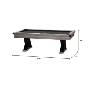 American Legend Kirkwood 90” Billiard Table with Rustic Finish, K-Shaped Legs and Black Cloth, Brown