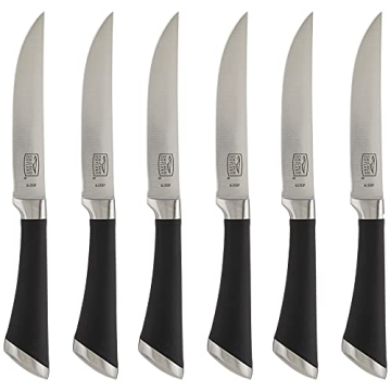 Chicago Cutlery Fusion 6 Piece Forged Premium Steak Knife Set, Cushion-Grip Handles with Stainless S...
