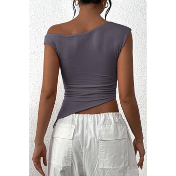 PRETTYGARDEN Women's Summer Off Shoulder Crop Top Y2K Fashion