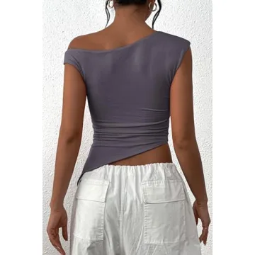 PRETTYGARDEN Women's Summer Off Shoulder Crop Top Y2K Fashion