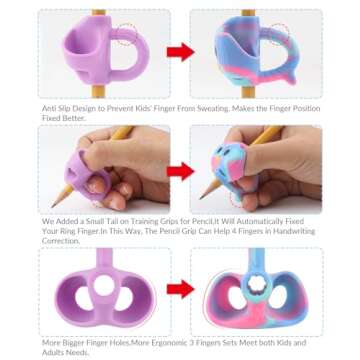 Firesara Pencil Grips, Original Owl Pencil Grips for Kids Handwriting Ergonomic 3 Fingers Sets Aid for Trainer Handwriting Posture Correction, Assorted Pencil Grips for Righties and Lefties (3Pcs)