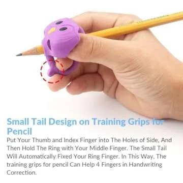 Firesara Pencil Grips, Original Owl Pencil Grips for Kids Handwriting Ergonomic 3 Fingers Sets Aid for Trainer Handwriting Posture Correction, Assorted Pencil Grips for Righties and Lefties (3Pcs)