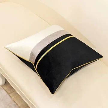 Avigers Premium Black White Gold Velvet Cushion Cover 22x22