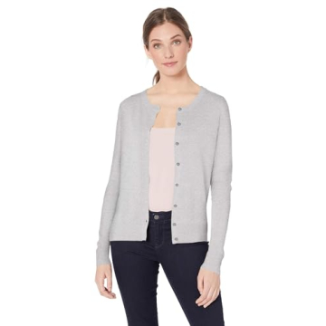 Amazon Essentials Lightweight Plus Size Crewneck Cardigan - Light Grey