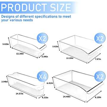 Refrigerator Organizer Bins, HERKKA 10 Pack Clear Plastic Food Organizers with Handles for Freezer, ...