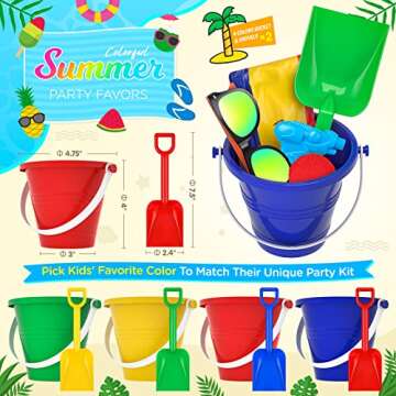 Pool Party Favors - 48 PCS Beach Toys for Kids Ages 3-8, Beach Balls, Sand Bucket & Shovels, Sunglas...