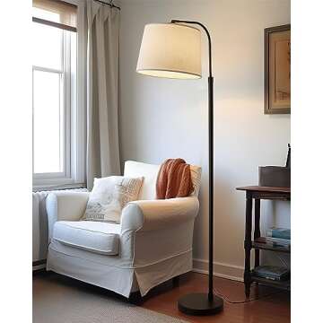 Oneach 62" Arch Floor Lamp for Living Room LED Tall Standing Light with Hanging Lamp Shade Modern Pole Lamp for Bedroom Office Study Room Kids Room