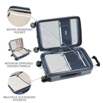 Travelpro Platinum Elite Hardside Expandable Carry on Luggage, 8 Wheel Spinner, TSA Lock, Hard Shell Polycarbonate Suitcase, Dark Sky Blue, Compact Carry On 20-Inch