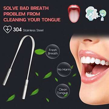 Tongue Scraper Cleaner,Niskite Professional Surgical Grade Stainless Steel Tounge Scraper Brush For Adult and Kids