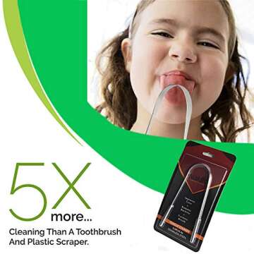 Tongue Scraper Cleaner,Niskite Professional Surgical Grade Stainless Steel Tounge Scraper Brush For Adult and Kids