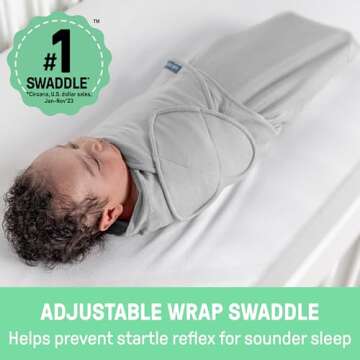 SwaddleMe by Ingenuity Monogram Collection Baby Swaddle - 100% Cotton, Adjustable and Cozy