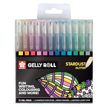 SAKURA Gelly Roll Stardust 12 Gel Pens for Vibrant Art