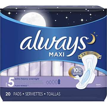 Maxi Overnight Extra Heavy Flow with Wings Unscented Pads for Ultimate Protection