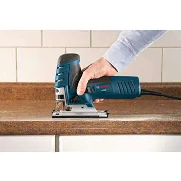 BOSCH JS470EB Corded Barrel-Grip Jig Saw - 120V Low Vibration, 7 Amp Variable Speed for Smooth Cutting up to Up To 5-7/8 Inch on Wood, 3/8 Inch on Steel For Countertops