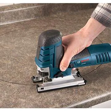 BOSCH JS470EB Corded Barrel-Grip Jig Saw - 120V Low Vibration, 7 Amp Variable Speed for Smooth Cutting up to Up To 5-7/8 Inch on Wood, 3/8 Inch on Steel For Countertops