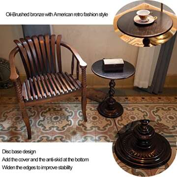 Assembly Round Metal Coffee End Tables for Living Room, Accent Furniture Pedestal Table, Nightstand Decor Side Tables for Bedroom, Plant Stand for Home office Indoor Garden Outdoor (Brushed Bronze)