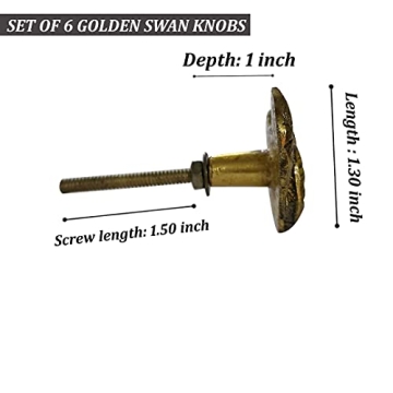 Antique Gold Decorative Swan Knobs Set of 6 for Cabinets