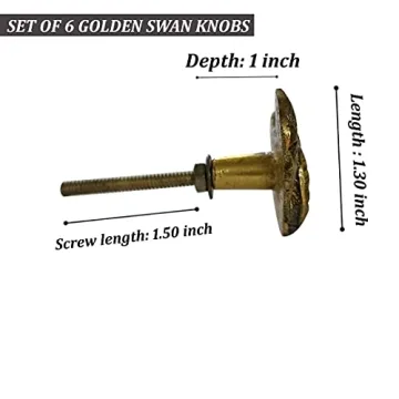 Antique Gold Decorative Swan Knobs Set of 6 for Cabinets