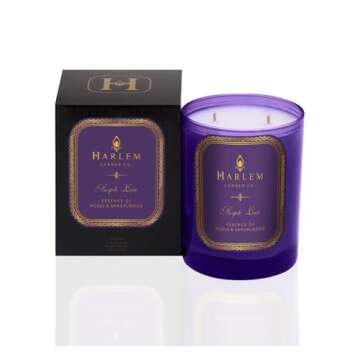 HARLEM CANDLE CO. Purple Love - 80-Hour Luxury Scented Soy Candle, 11 oz - Rose, Sandalwood, Apple a...