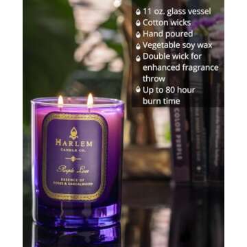 HARLEM CANDLE CO. Purple Love - Luxury 11 oz Scented Candle