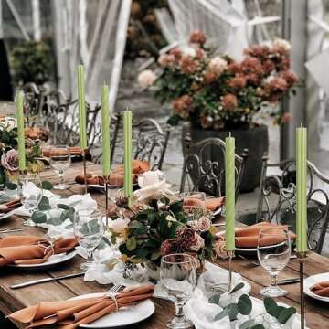 Grass Green Dripless Taper Candles for Home Decoration