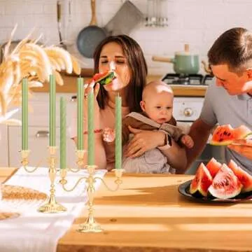 Grass Green Dripless Taper Candles for Home Decoration