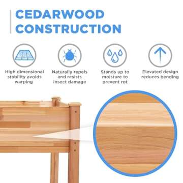 Jumbl Raised Canadian Cedar Garden Bed | Elevated Wood Planter for Growing Fresh Herbs, Vegetables, ...