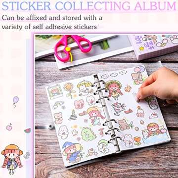 Reusable Sticker Book Collecting Sticker Binder 40 Sheets PVC Transparent Shell Collection Album for Collecting Labels Book Storage(1 Piece,A6)