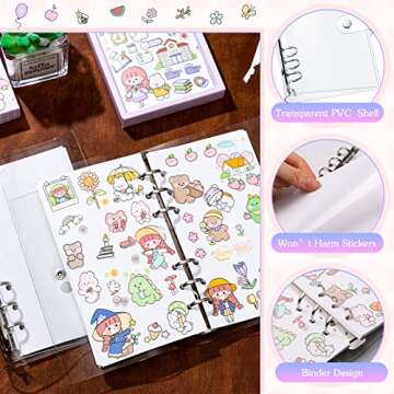 Reusable Sticker Book Collecting Sticker Binder 40 Sheets PVC Transparent Shell Collection Album for Collecting Labels Book Storage(1 Piece,A6)