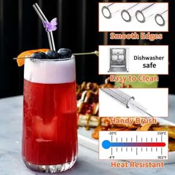 10pcs Reusable Glass Straws for Eco-Friendly Sipping