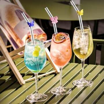 10pcs Reusable Glass Straws for Eco-Friendly Sipping