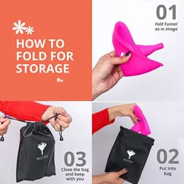 Micción Female Urinal - Leakproof Pee Cup for Women - Reusable & Hygienic Portable Urinal Funnel, Pee while standing. Road trips, Camping, Post Surgery Urination Device With Discreet Bag (Purple Pink)