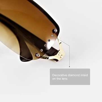 GUVIVI Y2K Sunglasses for Women Shield Rimless Frameless Rectangle Sunglasses Gradient Brown Lens Shield Sun Glasses Eyewear