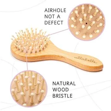 Ullabelle 3 Piece Wooden Baby Hair Brush and Comb Set for Newborns & Toddlers in Chic Gift Box - Ultra Soft Natural Goat Hair and Wood Baby Brush Set Prevents Cradle Cap - Perfect Registry Gift (Sage)