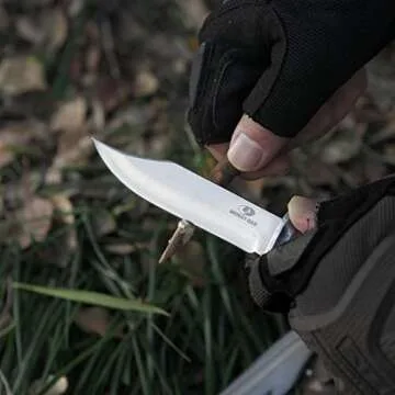 MOSSY OAK 2-piece Bowie Knife, Fixed Blade Hunting Knife with Leather Handle, Sheath Included
