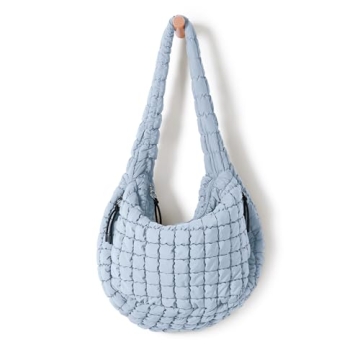 ODODOS Quilted Carryall Tote Bag for Women - Versatile & Spacious Light Blue