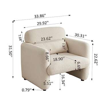 VASOENY 33.86" Accent Chairs, Modern Sherpa Lamb Fabric Armed Chair Comfy Upholstered Armchair Leisu...